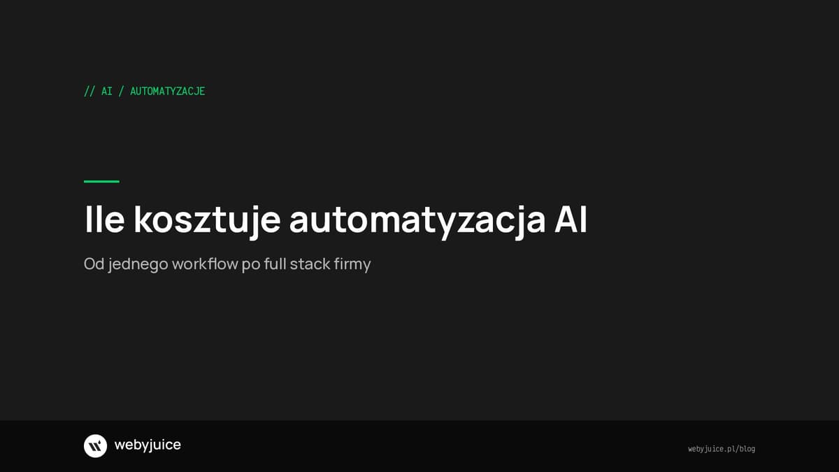 Ile kosztuje automatyzacja AI w firmie? Kalkulacja 2026