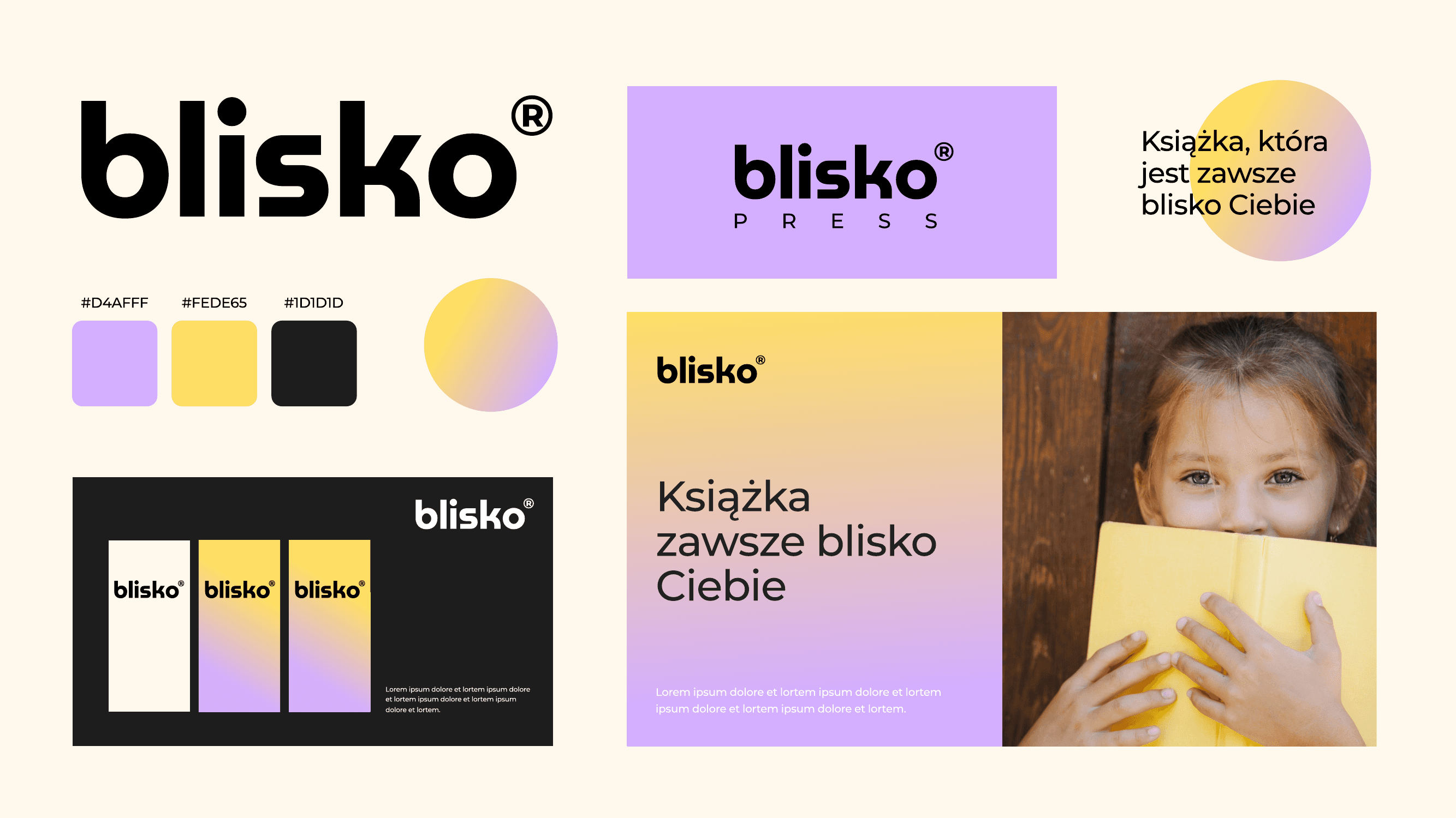 Identyfikacja wizualna Blisko Press - logotyp, paleta kolorów, warianty i grafika marki