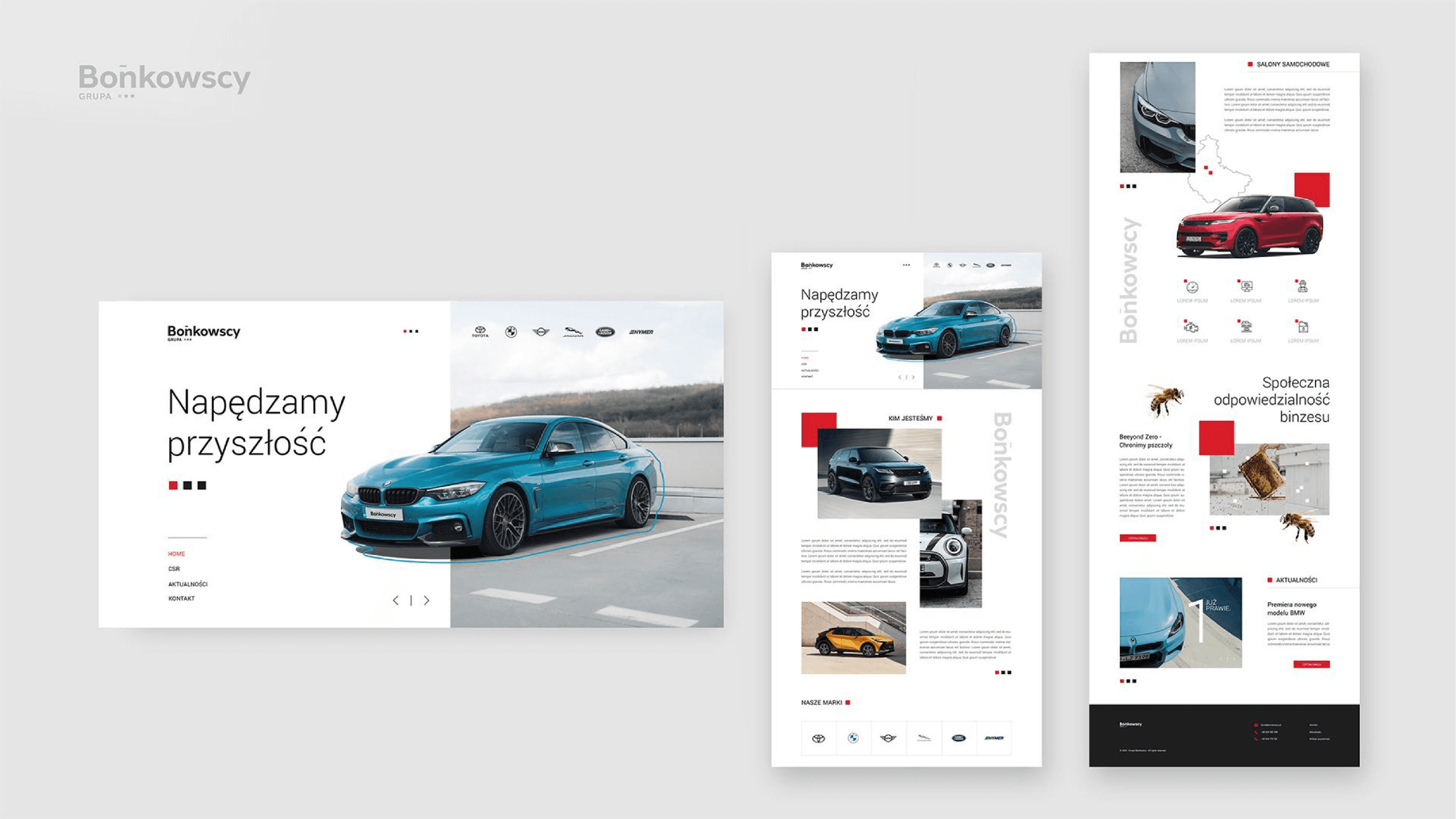 Strona grupy Bońkowscy - hero Napędzamy przyszłość z BMW serii 4, widok desktop i mobile