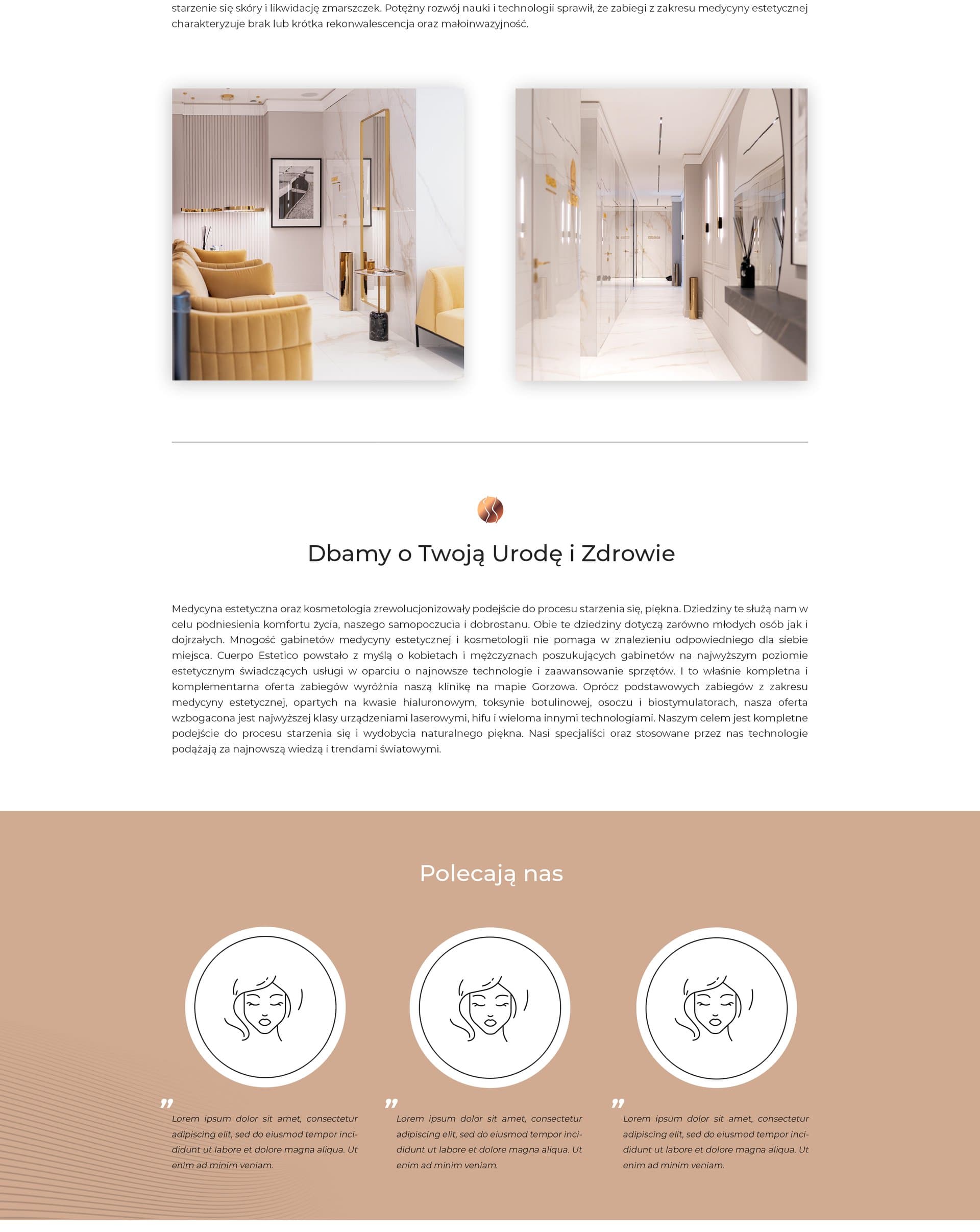 Sekcja Medycyna Estetyczna i Dbamy o Twoją Urodę - opis kliniki z fotografią wnętrza