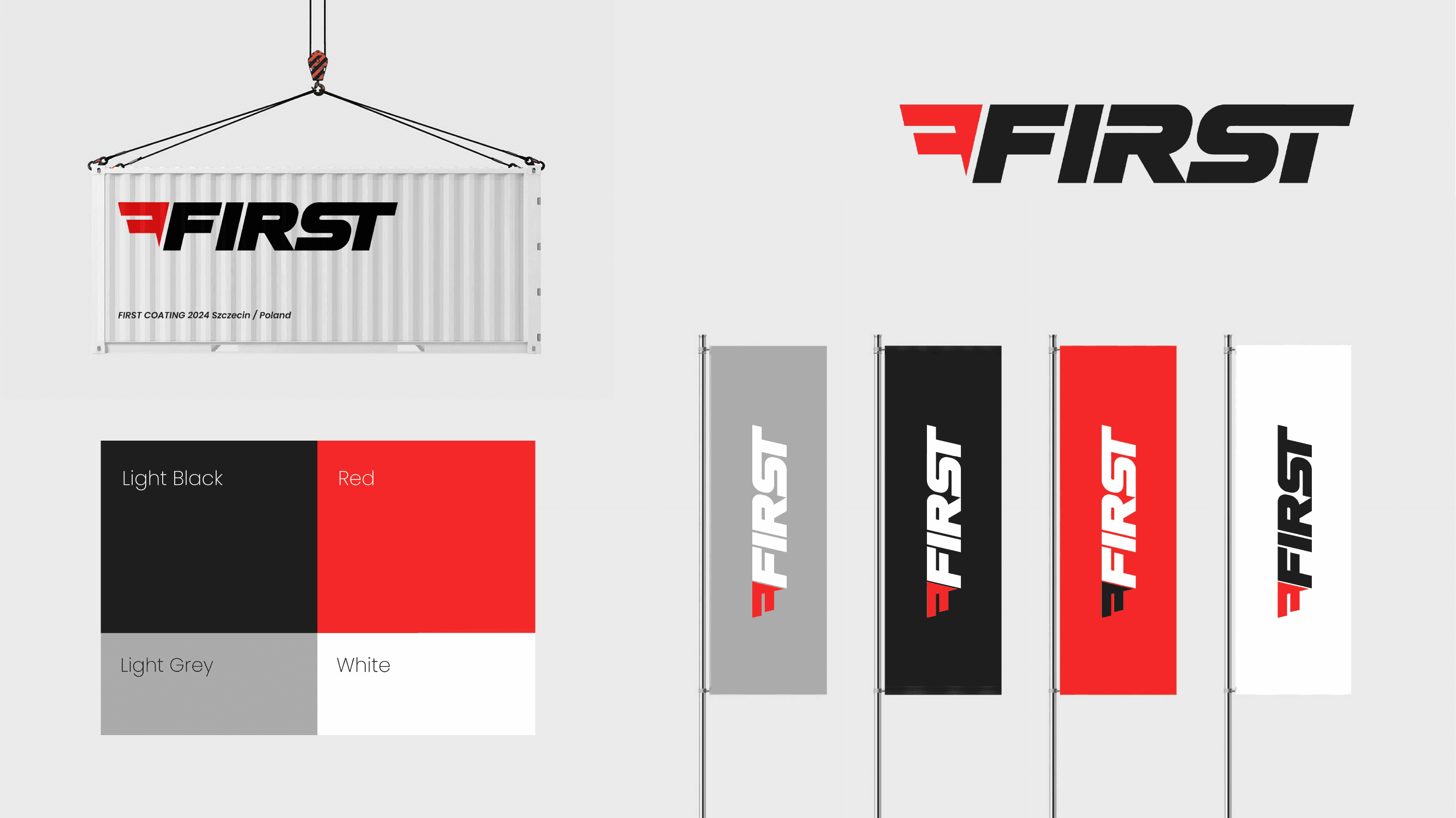 Aplikacje marki - kontener transportowy, flagi firmowe i system kolorów