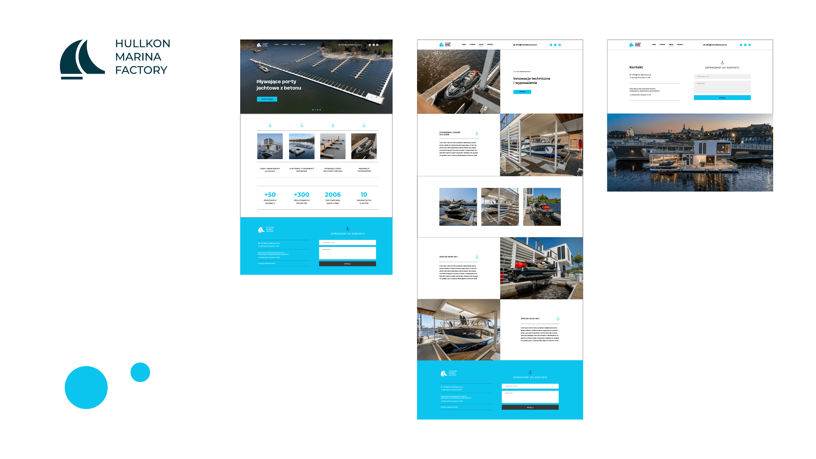Strona internetowa Hullkon - homepage, podstrony produktowe i kontakt